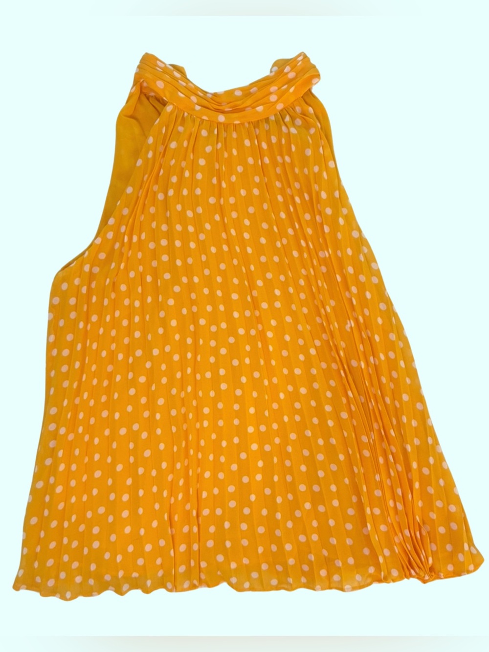 Karl Lagerfeld Yellow Polka Dot Pleated Halter Top